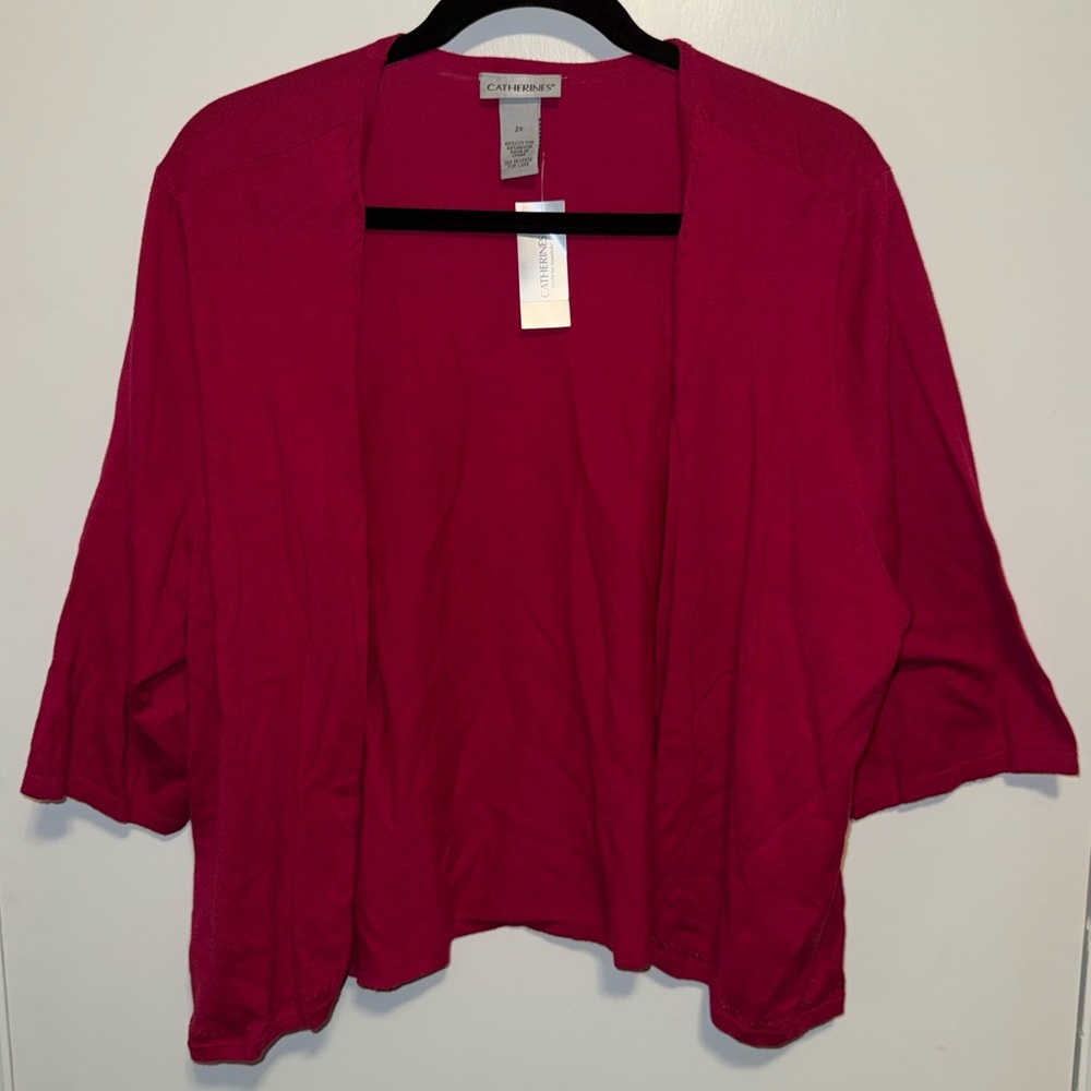 Catherines Women's Vibrant Pink Cardigan